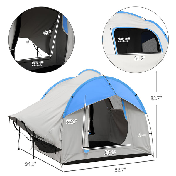 English Elm Outsunny Waterproof Suv Camping Tent for 5 to 6 Person Tailgate Outdoor Adventure Grey+Blue W2225P200548