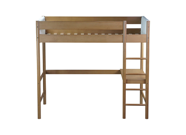 English Elm Twin Triple Rubberwood Bunk Bed with Ladders & Guardrails, Space-Saving Modular Design for Families Natural W504S00183