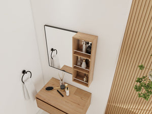 English Elm 10'' Wall Mount Bathroom Mirror Cabinet Open Shelf Plywood Melamine Storage Organizer W999P470292
