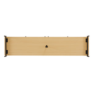English Elm Magnolia 71" Sideboard Light Oak — Slatted Design, Soft-Close Doors, 8 Cubbies, Black Metal Legs B365S00107