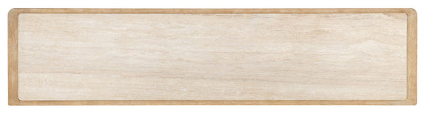 Hooker Furniture Retreat Buffet With Travertine Top And Dune Oak Veneer, 80" Wide Sideboard With Soft Pewter Pulls 6950-75900-80