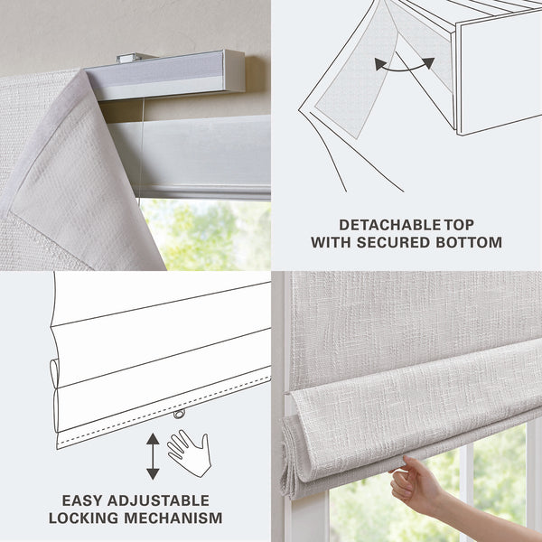 English Elm 1 Roman Shade 35x64" Total Blackout Cordless Polyester Roman Shade with Weighted Hem and Hardware White 6.29 L x 9.25 W x 8.07 H B035P319843