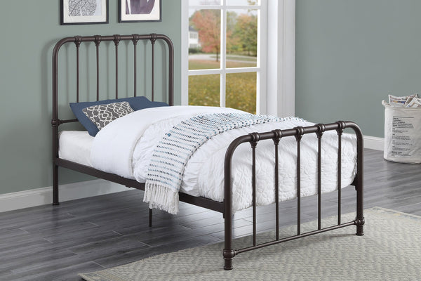 English Elm Metal Bed Bethany Queen Platform with Curved Headboard and Timeless Accent Joints for Stylish Rooms Bronze 47.25 L x 41.75 W x 4 H B011P265593