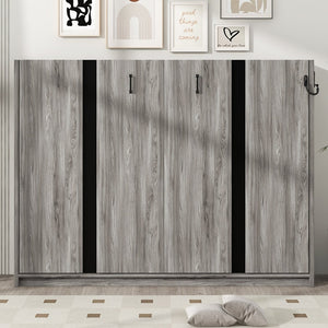 English Elm Full Full Size Murphy Bed Cabinet Gray — Space-Saving Fold-Down Full Bed with 800lb Capacity, Sleek Design N709P002048D