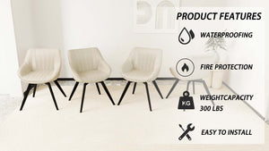 English Elm A set of 4 dining chairs featuring ergonomic PU upholstery, sturdy black metal legs and modern flair Black White W2189S00744