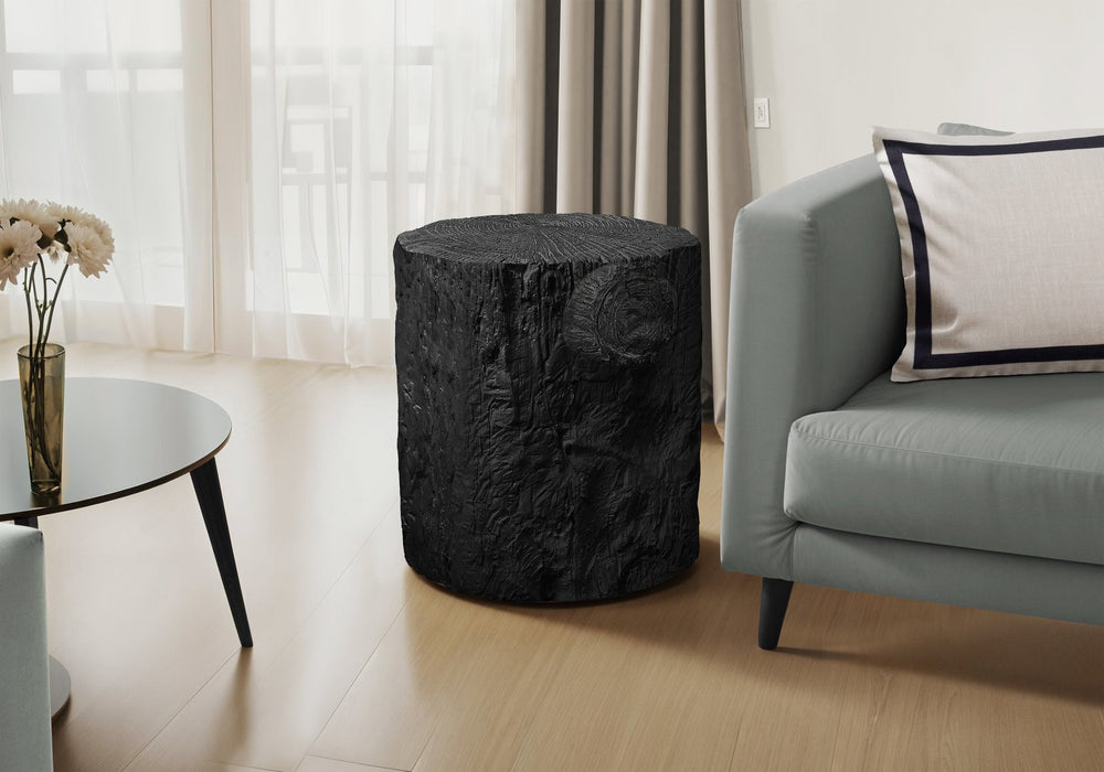 English Elm Accent Tree Stump Round Side Table Sculptural Matte Black Magnesium Oxide Indoor Outdoor B2710P461666