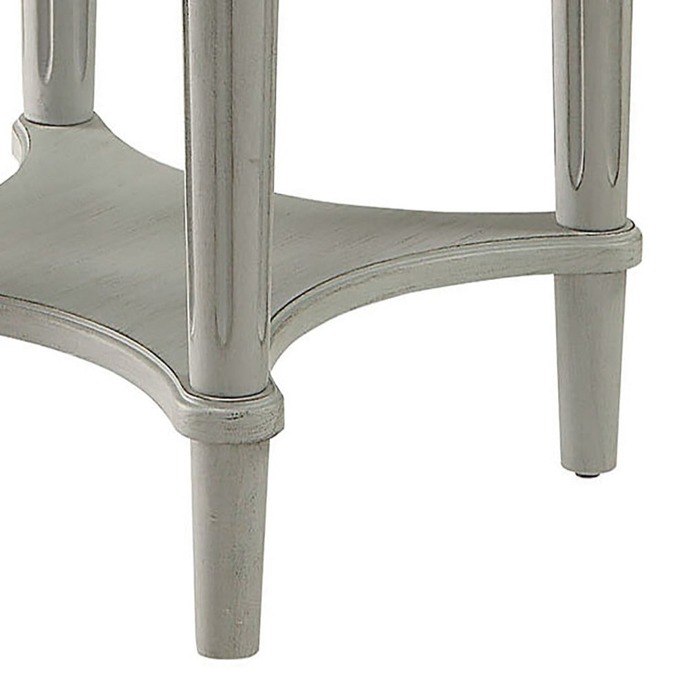 English Elm Antique Slate End Table With Open Shelf - French-Inspired Elegance For Living Rooms & Bedrooms B062P189202