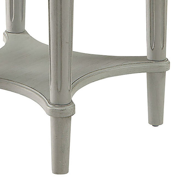 English Elm Antique Slate End Table With Open Shelf - French-Inspired Elegance For Living Rooms & Bedrooms B062P189202