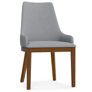 English Elm Stephanie Upholstered Dining Chair Set of 2 with Ergonomic Backrest, Solid Wood Legs, Compact Design Grey B136P266915