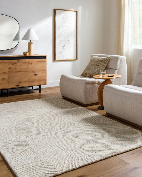Livabliss Falcao Hand Tufted Wool Accent Rug Plush Medium Pile Entryway Bedside Indoor Ivory, Sand 5' x 7'6" FAC2301-576