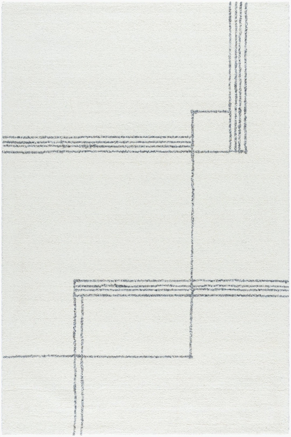 Livabliss Falcao Hand Tufted Wool Area Rug Artisan Crafted in India for Entryways and Bedrooms Ivory, Charcoal 5' x 7'6" FAC2302-576