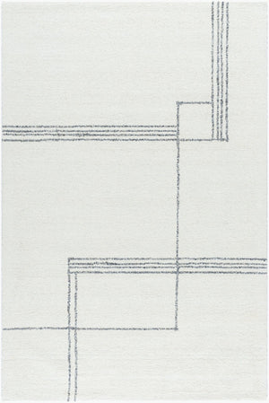 Livabliss Falcao Hand Tufted Wool Area Rug Artisan Crafted in India for Entryways and Bedrooms Ivory, Charcoal 5' x 7'6" FAC2302-576