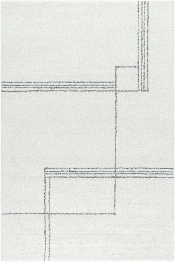 Livabliss Falcao Hand Tufted Wool Area Rug Artisan Crafted in India for Entryways and Bedrooms Ivory, Charcoal 5' x 7'6" FAC2302-576