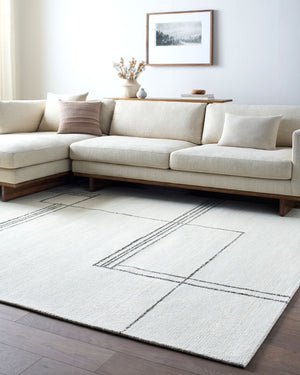 Livabliss Falcao Hand Tufted Wool Area Rug Artisan Crafted in India for Entryways and Bedrooms Ivory, Charcoal 5' x 7'6" FAC2302-576