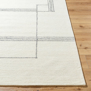 Livabliss Falcao Hand Tufted Wool Area Rug Artisan Crafted in India for Entryways and Bedrooms Ivory, Charcoal 5' x 7'6" FAC2302-576