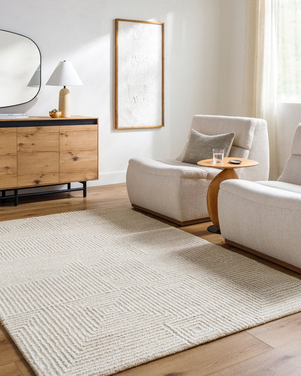 Livabliss Falcao Handmade Wool Tufted Accent Rug for Entryway Bedroom or Bath Medium Pile Ivory, Cream 2' x 3' FAC2304-23