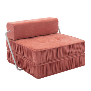 English Elm Green Chenille Floor Sofa Convertible Futon Chair with Modular Sleeping Support Orange W3612P376633