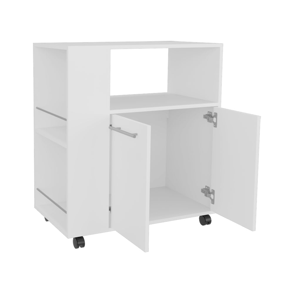 English Elm Bethesda Kitchen Cart White – Durable Engineered Wood, Open Shelf & Double-Door Cabinet for Storage B092P286113