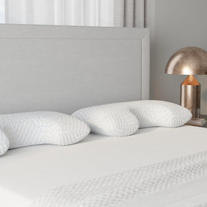 English Elm Bella Curved Cervical Support Pillow with Italian Foam and Phase Change Cooling Cover B337P360169