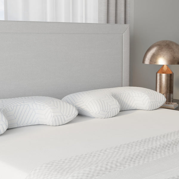 English Elm Bella Curved Cervical Support Pillow with Italian Foam and Phase Change Cooling Cover B337P360169