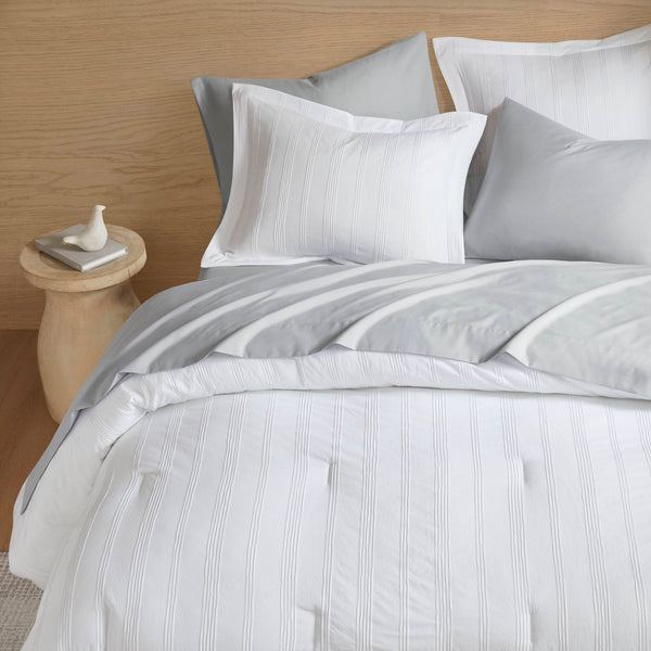 English Elm 7-piece Cal King Woven Stripe Comforter Set Neutral Polyester Bedding for Modern Rooms B035P463214