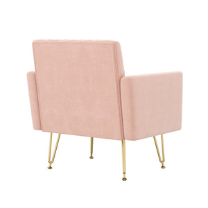 English Elm Teddy Fabric Tufted Accent Chair with Gold Metal Legs for Bedroom or Living Room Pink W2113P392020