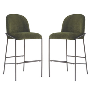English Elm Christopher Knight Home® - Galen Upholstered Metal Barstool Set of 2 with Plush Stain-Resistant Fabric, Ergonomic Modern Design Green N775P290453N