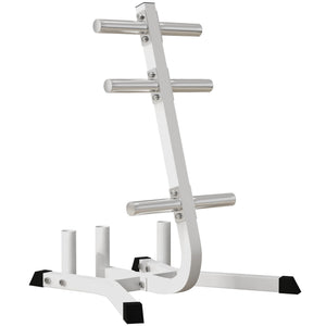 English Elm Soozier Olympic Weight Tree with Six Plate Posts Three Bar Holders Steel Frame Gym White W2225P217796