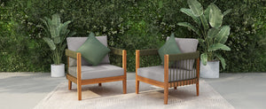 English Elm Christopher Knight Home® - [Set Of 2] Stylish Acacia Wood Outdoor Lounge Chairs With Handwoven Rope & Water-Resistant Cushions N767P265743E_2