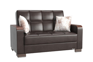 English Elm Primenest Zenaero X Convertible Loveseat With Storage - Stylish Comfort For Small Spaces, Brown Pu B030P281778-GIGA