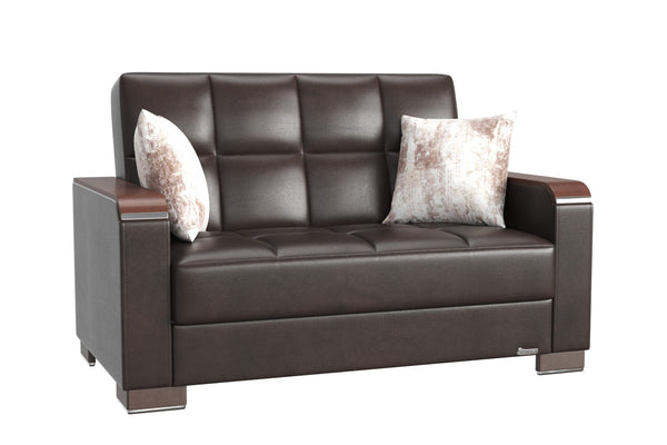 English Elm Primenest Zenaero X Convertible Loveseat With Storage - Stylish Comfort For Small Spaces, Brown Pu B030P281778-GIGA