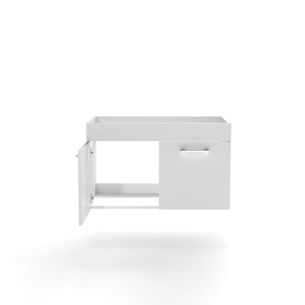 English Elm 32-inch Glossy White Wall Mounted Vanity Cabinet with Soft Close Double Door Storage W3151P353908