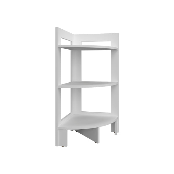 English Elm Corner Table Sharon Engineered Wood Three-Tier Corner Shelf White — Space-Saving Living Room Storage, Durable Design B092P238755