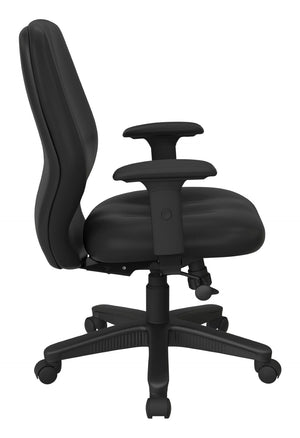 OSP Home Furnishings Mid Back Executive Office Chair Synchro Tilt Lumbar Support Ergonomic Padded Arms Black 3121-R107