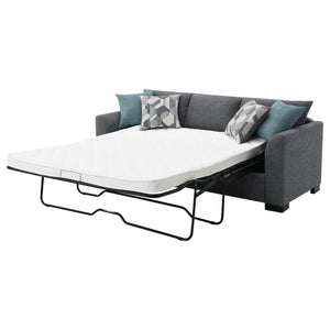 English Elm Pacheco Upholstered Sleeper Sectional with Chaise and Pullout Bed, Patterned Pillows & Sturdy Frame Grey B062P375540