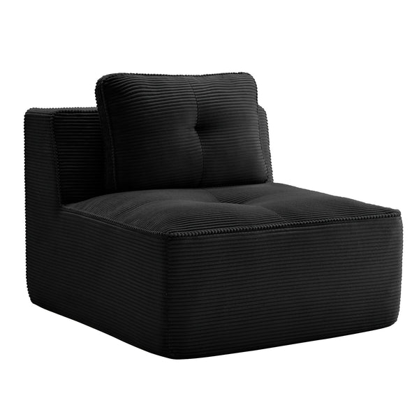 English Elm Armless Modular Sofa Seat Corduroy Upholstered Deep Cushion Living Room Lounge Chair Black W714P364687