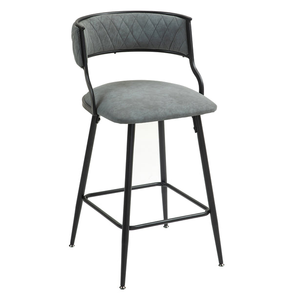 English Elm 26'' Modern Counter Height Bar Stools With Pu Upholstery & Sturdy Black Steel Frame For Kitchen Use W2215P196281