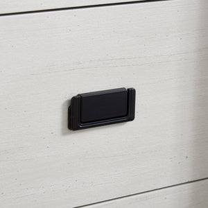 English Elm 5 Drawer Dresser with Sliding Barn Door — Farmhouse Modern MDF Chest with Metal Handle, Adjustable Shelves, Spacious Top White W2275P206613