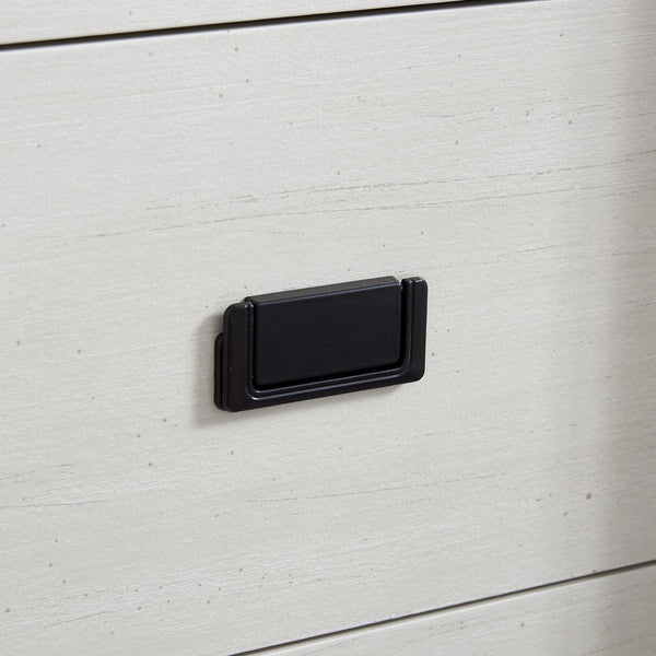 English Elm 5 Drawer Dresser with Sliding Barn Door — Farmhouse Modern MDF Chest with Metal Handle, Adjustable Shelves, Spacious Top White W2275P206613