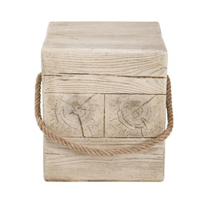 English Elm Outdoor Mgo Cylindrical Side Table Whitewashed Rustic Coastal Farmhouse Accent N765P382585W