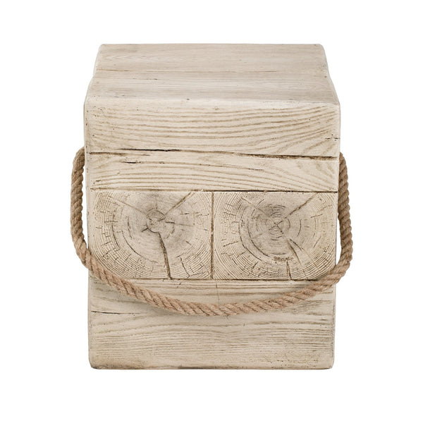 English Elm Outdoor Mgo Cylindrical Side Table Whitewashed Rustic Coastal Farmhouse Accent N765P382585W