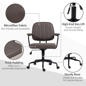 English Elm Vinsetto Light Brown Microfiber Office Chair With Adjustable Height, Tilt Function & Swivel Wheels W2225P217511-GIGA