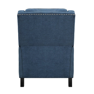 English Elm Modern Reclining Chair with Textured Upholstery, Nailhead Trim & Solid Wood Frame for Living Rooms Blue 30.75 L x 34 W x 27.25 H B011P190688