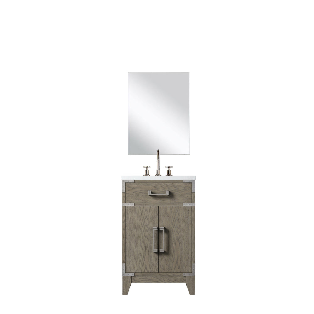 English Elm Grey Oak Single-Sink Vanity Set With Acrylic Countertop, Mirror & Faucet For Compact Spaces B2731S01999
