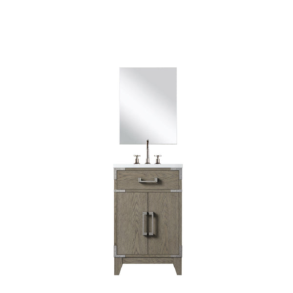 English Elm Grey Oak Single-Sink Vanity Set With Acrylic Countertop, Mirror & Faucet For Compact Spaces B2731S01999