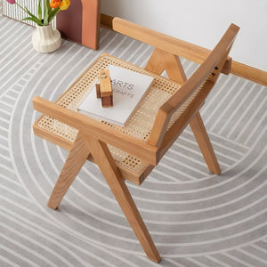 English Elm Modern Rattan Back Dining Chairs Set of 2 Solid Wood Frame Mid-century Seating W3101P414156
