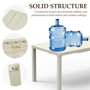 English Elm 97.2"L Extendable Aluminum Outdoor Dining Table with Rust-Resistant E-Coating and Adjustable Legs White W1859P359692