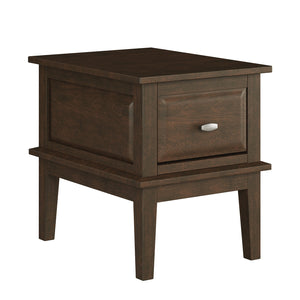 English Elm Transitional Cherry Finish Birch Veneer End Table with Dovetail Drawer and Nickel Hardware B011P459301