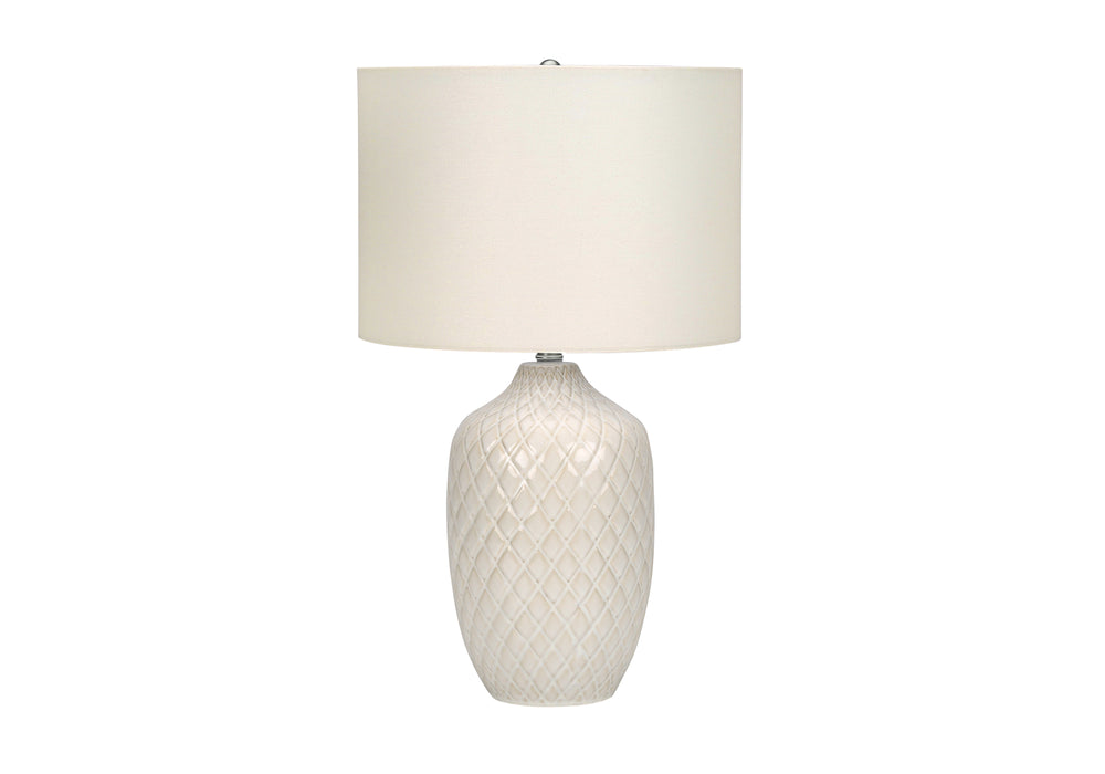 English Elm Lighting, Elegant 25" Cream Ceramic Table Lamp With Ivory Shade - Perfect For Any Room Decor! B2710P220123