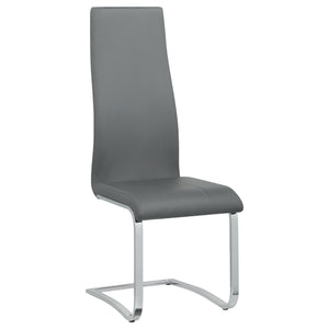 English Elm Wenzl Five Piece Gloss White Dining Set with Chrome Frames and Grey Leatherette Chairs B062S01399